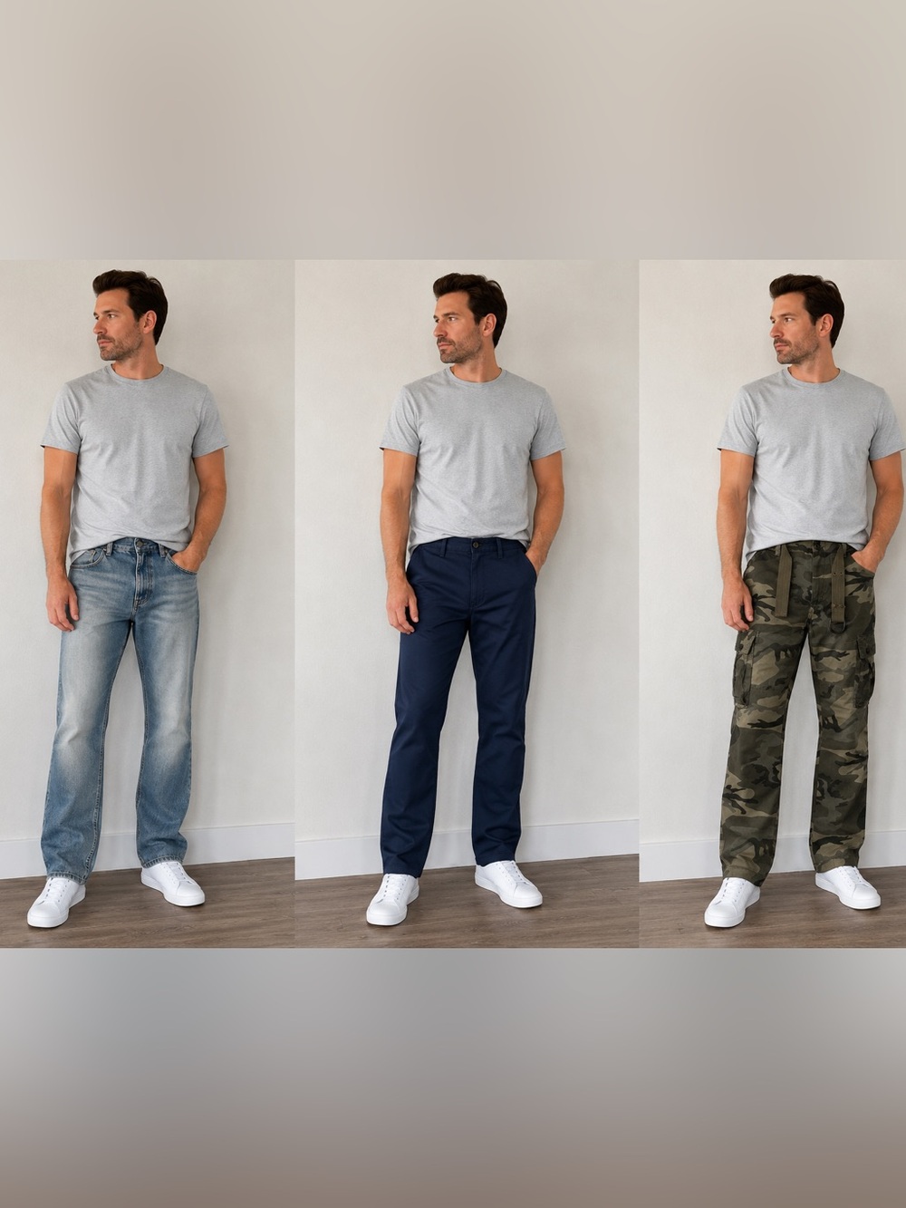 Men's Casual Straight-Leg Jeans, Navy Chinos & Camo Cargo Pants Sz 33/30